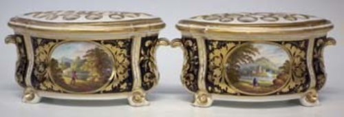 Lot 171 - Pair of Derby Bough pots with covers.