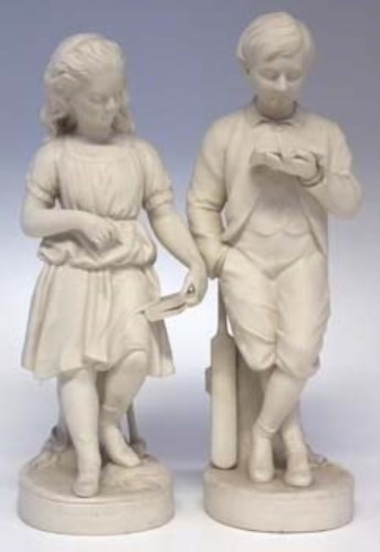 Lot 195 - Pair of Parian figures.