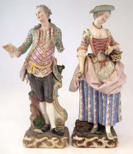 Lot 204 - Large pair of Meissen figures after J. C. Schonheit