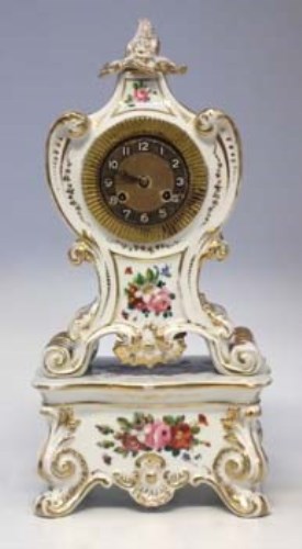 Lot 208 - French porcelain clock and pedestal.