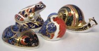 Lot 267 - Royal Crown Derby Garden Snail, Frog, Mouse and Robin