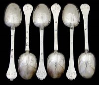 Lot 297 - Six silver trefid spoons, London 1679.