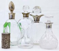 Lot 345 - Art nouveau glass and silver decanter and