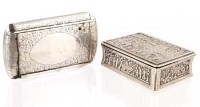 Lot 349 - Silver snuff box, Geo Unite Birmingham 1908 and a Chinese silver snuff box (2).