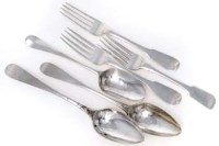 Lot 353 - Dundee silver fork, two other forks and three table spoons.