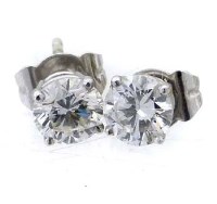 Lot 370 - Pair of 18ct (750) white gold and diamond