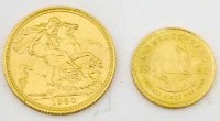 Lot 376 - QEII gold sovereign and 1/10th krugerrand.