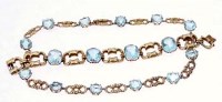 Lot 394 - 14ct gold aquamarine necklace and an unmarked