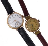 Lot 425 - Omega lady's gold wristwatch and a gold plated