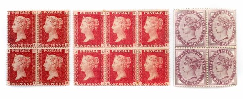 Lot 65 - GB QV 1d red plate 94 unmounted block of six