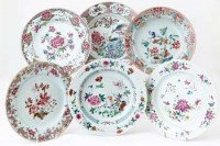 Lot 509 - Six Chinese famille rose plates (some damage).