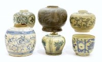 Lot 517 - Six Chinese provincial blue and white globular jars.
