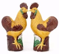 Lot 534 - Pair 20th century Chinese cockerels.