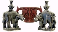 Lot 543 - Pair of Chinese mirror black incense burners and