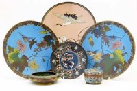 Lot 551 - Three cloisonne dishes and three other items.