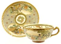 Lot 589 - Japanese Satsuma cup and saucer signed Shuzan