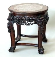 Lot 602 - Chinese hardwood and marble stand