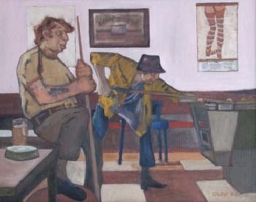 Lot 613 - William Selby, Pool players, oil.