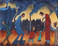 Lot 621 - Albert Barlow, Salford's Smokey Tops, acrylic.