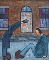 Lot 634 - Albert Barlow, You Alright Mate?, acrylic.