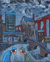 Lot 635 - Albert Barlow, Mersey Square, Stockport, acrylic.