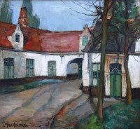 Lot 638 - Leo Mechelaere, Belgian courtyard, oil.