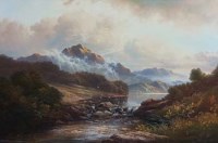 Lot 644 - Andrew Grant Kurtis, Highland loch scene, oil.