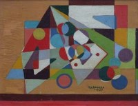 Lot 647 - Edward H. Rogers, Abstract Design No.3, oil.