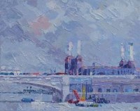 Lot 650 - Michael Warren, Battersea Power Station, oil.