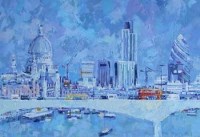 Lot 651 - Michael Warren, London, View of the City, oil.