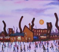 Lot 655 - Peter Chippendale, Station scene with figures, oil.