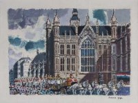 Lot 679 - Frederick Griffin, The State Opening of Parliament, oil on board.