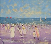 Lot 689 - W.J. Beauvais, Beach scene, oil.