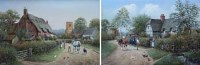 Lot 693 - Richard Simm, Tillington Farm and Church Lane, oil (2).