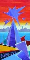 Lot 702 - David Wilde, Hail to the Slate God, oil.