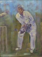 Lot 703 - W.J. Beauvais, The Wicketkeeper, oil.