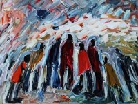 Lot 704 - Albert Barlow, Figure group, oil