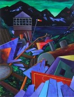 Lot 705 - David Wilde, The Miner Railway Line; Journey's End, oil.