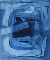 Lot 720 - Roy Durrant, Blue Abstract, mixed media.