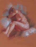 Lot 730 - Bohuslav Barlow, Seated nudes, pastel (2).