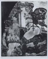 Lot 755 - Fritz Aigner, Surreal figure group, etching.