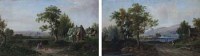Lot 762 - John Westall, Rural views with figures, oil (2).