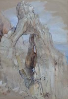Lot 786 - Attributed to John Ruskin, Cliffs at Capri, watercolour.