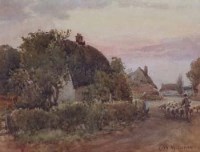 Lot 797 - J.W. Milliken, Evening view in Ince Blundell, watercolour.