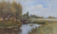 Lot 802 - F.J. Wiggs Kinnaird, On the River at Broxbourne, Hertfordshire, watercolour.