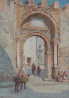 Lot 807 - Thomas Ellison, Port de Bab, Djidid, Kairouan, watercolour.