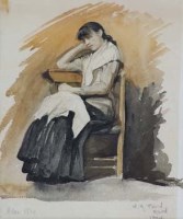 Lot 813 - W.M. Palin, Seated female, watercolour.
