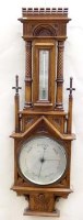 Lot 824 - Victorian oak neo gothic architectural aneroid barometer