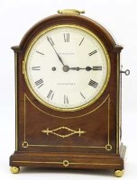 Lot 825 - Mahogany bracket clock by Watkins.