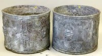 Lot 852 - Pair of cast lead cylindrical planters